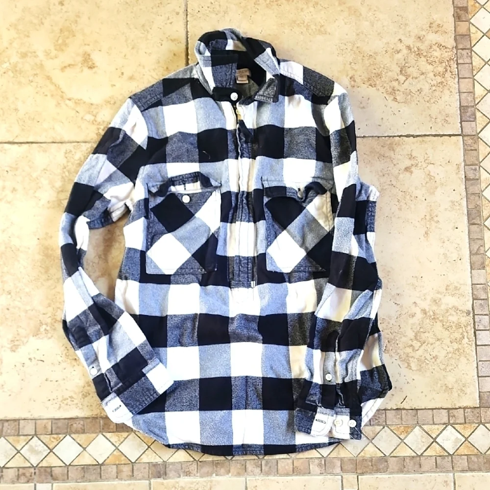 J.Crew Plaid Half Zip Top